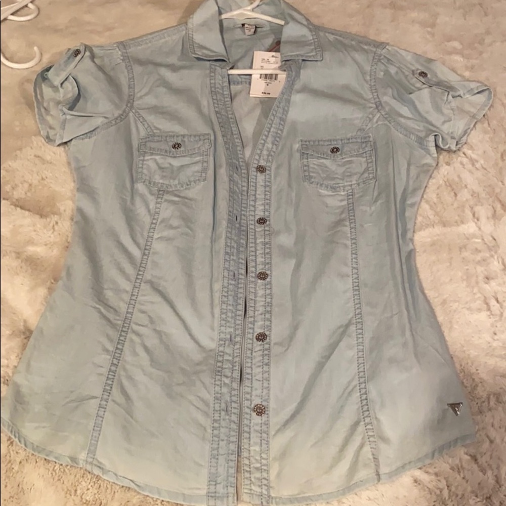 Guess button up short sleeve top